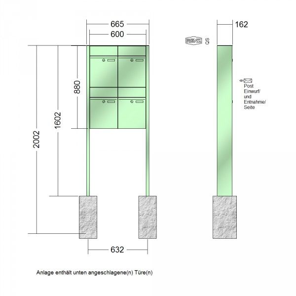 Renz Plan freistehend | 60-0-60348 | 4-teilig 300x440x160 lackiert