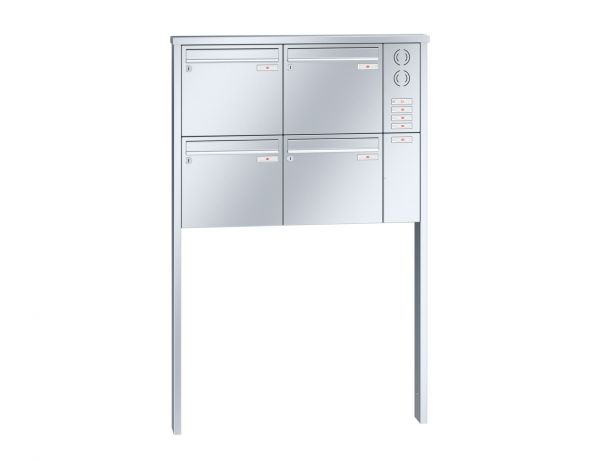 Renz Briefkastenanlage Tetro 4-teilig 370x330x100 mm Edelstahl mit Inst.-Kasten rechts