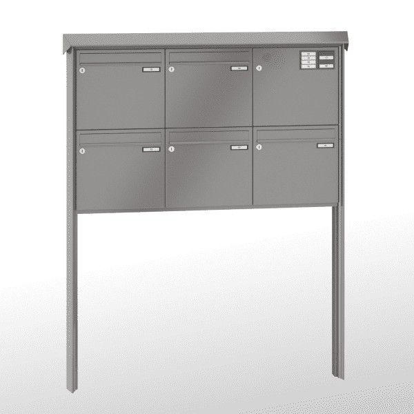 Renz Briefkastenanlage Prisma 5-teilig 370x330x100 mm lackiert mit Inst.-Kasten rechts
