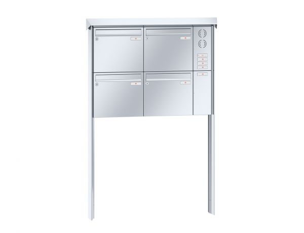 Renz Briefkastenanlage Prisma 4-teilig 370x330x100 mm Edelstahl mit Inst.-Kasten rechts