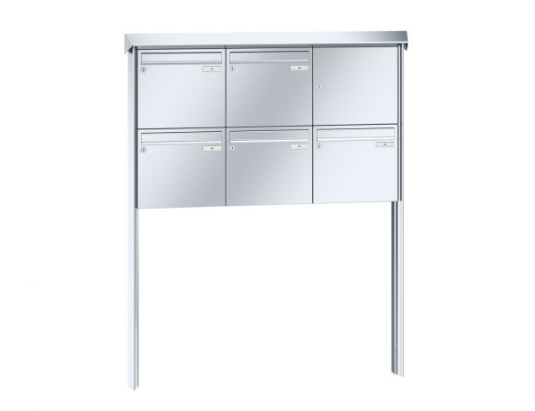 Renz Briefkastenanlage Prisma 5-teilig 370x330x100 mm Edelstahl