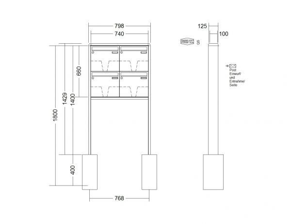 Renz Briefkastenanlage RS 2000 6-teilig 370x330x100 mm lackiert