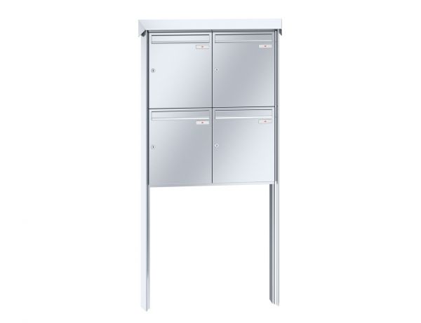 Renz Briefkastenanlage Prisma 4-teilig 370x440x145 mm Edelstahl