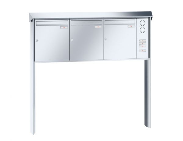 Renz Briefkastenanlage Prisma 3-teilig 370x440x145 mm Edelstahl mit Inst.-Kasten rechts