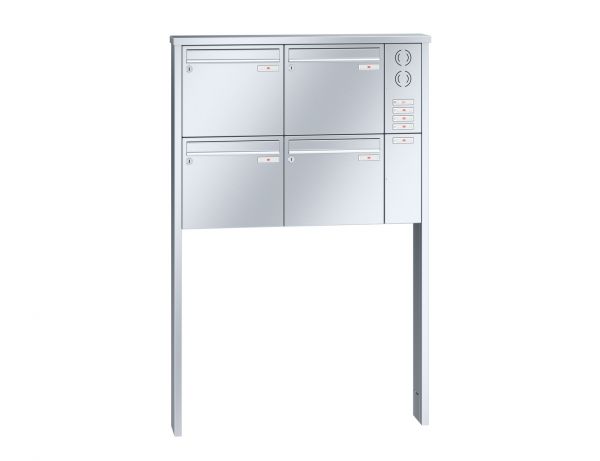 Renz Briefkastenanlage Tetro 4-teilig 370x330x145 mm Edelstahl mit Inst.-Kasten rechts