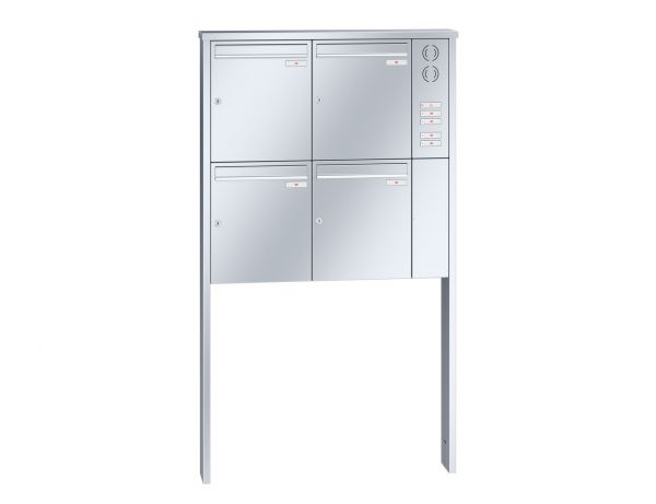 Renz Briefkastenanlage Tetro 4-teilig 370x440x145 mm Edelstahl mit Inst.-Kasten rechts