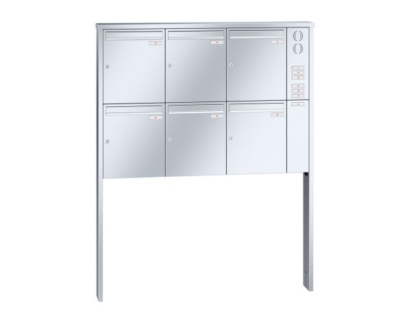 Renz Briefkastenanlage Tetro 6-teilig 370x440x145 mm Edelstahl mit Inst.-Kasten rechts