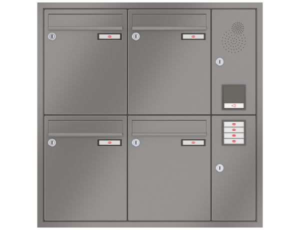 Renz Briefkasten Unterputz Eckrahmen |10-0-25177 | 370x330x100 mit Installationskasten | 4-teilig