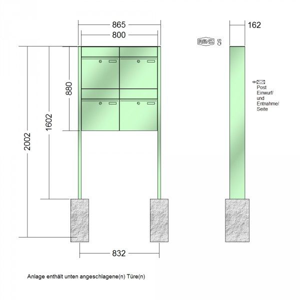 Renz Plan freistehend | 60-0-60354 | 4-teilig 400x440x160 lackiert