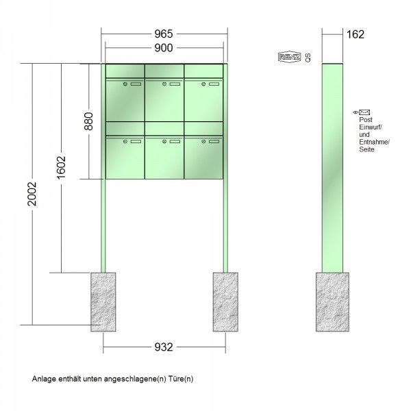 Renz Plan freistehend | 60-0-60350 | 6-teilig 300x440x160 lackiert