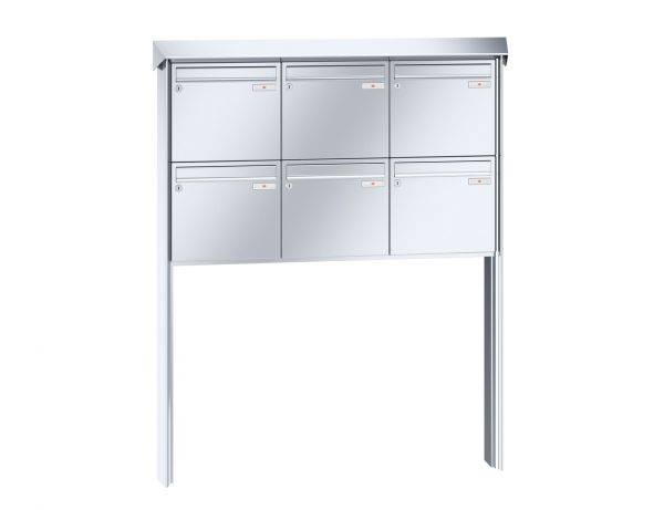 Renz Briefkastenanlage Prisma 6-teilig 370x330x145 mm Edelstahl