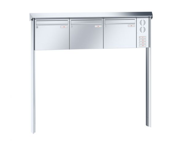 Renz Briefkastenanlage Prisma 3-teilig 370x330x100 mm Edelstahl mit Inst.-Kasten rechts