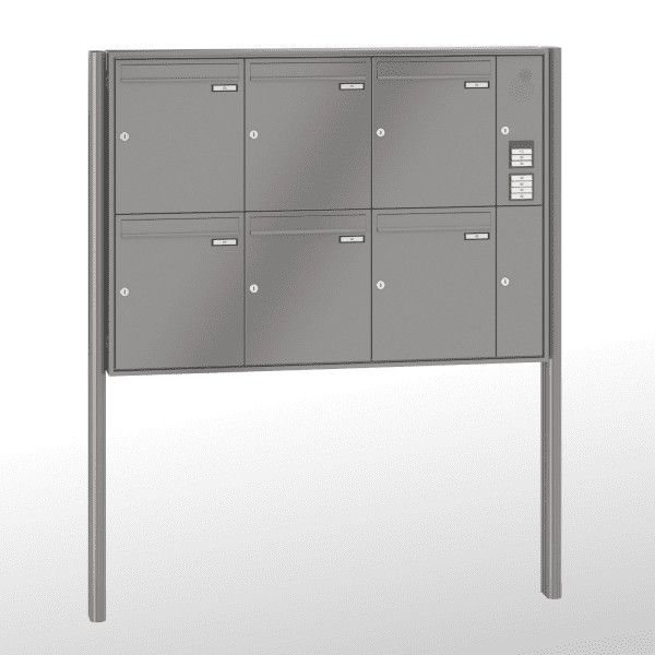Renz Briefkastenanlage Quadra 6-teilig 370x440x145 mm lackiert mit Inst.-Kasten rechts