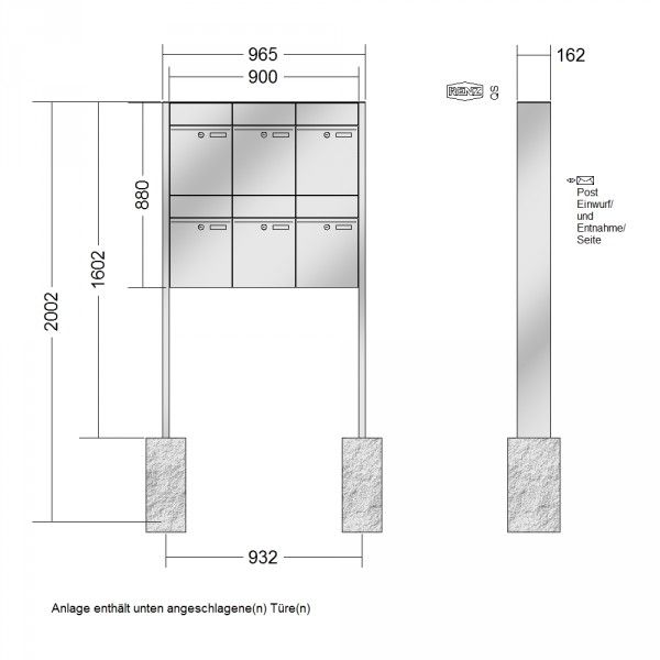 Renz Plan freistehend | 60-0-60374 | 6-teilig 300x440x160 Edelstahl