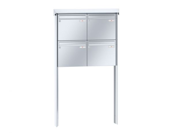 Renz Briefkastenanlage Prisma 4-teilig 370x330x100 mm Edelstahl