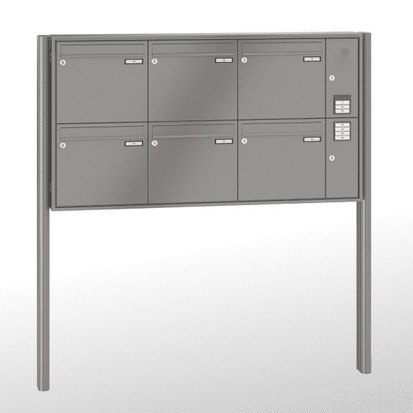 Renz Briefkastenanlage Quadra 6-teilig 370x330x145 mm lackiert mit Inst.-Kasten rechts