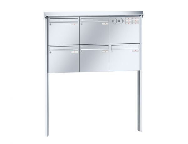 Renz Briefkastenanlage Prisma 5-teilig 370x330x100 mm Edelstahl mit Inst.-Kasten rechts