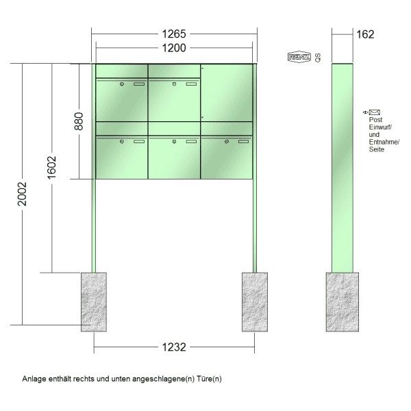 Renz Plan freistehend | 60-0-60355 | 5-teilig 400x440x160 lackiert