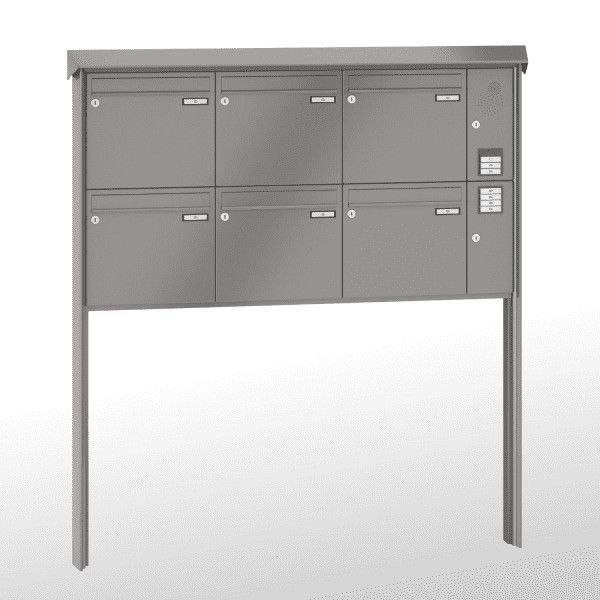 Renz Briefkastenanlage Prisma 6-teilig 370x330x100 mm lackiert mit Inst.-Kasten rechts