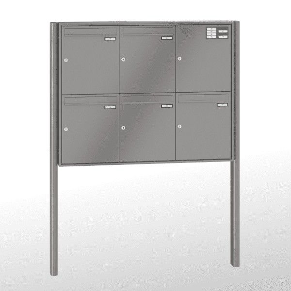 Renz Briefkastenanlage Quadra 5-teilig 370x440x145 mm lackiert mit Inst.-Kasten rechts