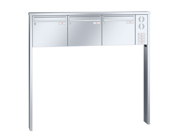Renz Briefkastenanlage Tetro 3-teilig 370x330x145 mm Edelstahl mit Inst.-Kasten rechts