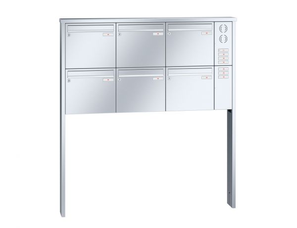 Renz Briefkastenanlage Tetro 6-teilig 370x330x145 mm Edelstahl mit Inst.-Kasten rechts