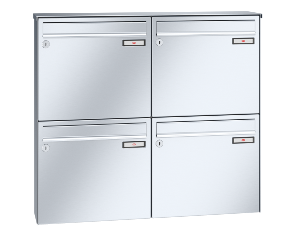 Renz Briefkasten Aufputz Basic (B) |10-0-25018 | 370x330x100mm Edelstahl | 4 teilig