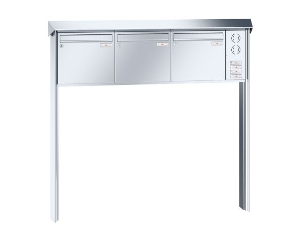 Renz Briefkastenanlage Prisma 3-teilig 370x330x145 mm Edelstahl mit Inst.-Kasten rechts