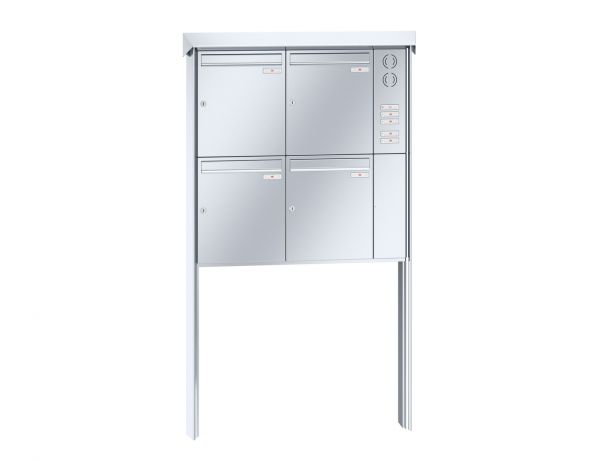 Renz Briefkastenanlage Prisma 4-teilig 370x440x145 mm Edelstahl mit Inst.-Kasten rechts