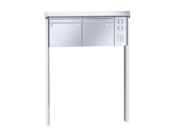 Renz Briefkastenanlage Prisma 2-teilig 370x330x100 mm Edelstahl mit Inst.-Kasten rechts