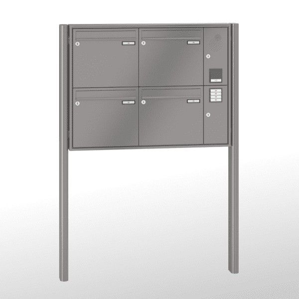 Renz Briefkastenanlage Quadra 4-teilig 370x330x100 mm lackiert mit Inst.-Kasten rechts