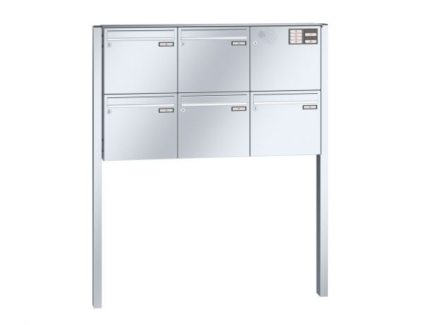 Renz Briefkastenanlage Basic (B) 5-teilig 370x330x145 mm Edelstahl mit Inst.-Kasten rechts