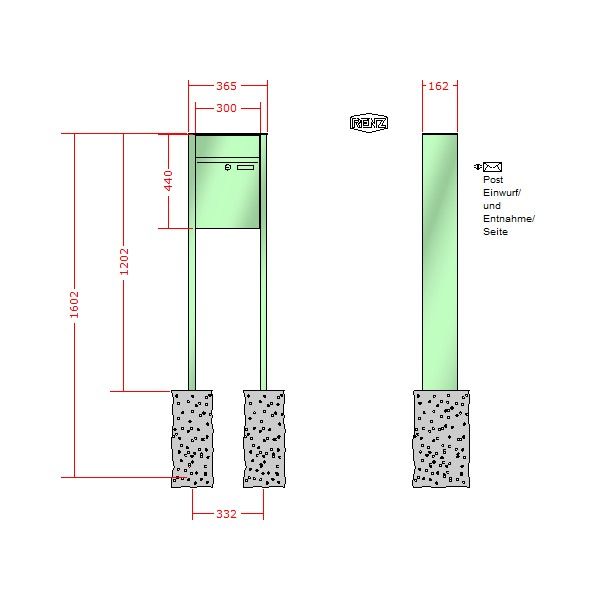 Renz Plan freistehend | 60-0-60048 | 1-teilig 300x440x160 lackiert