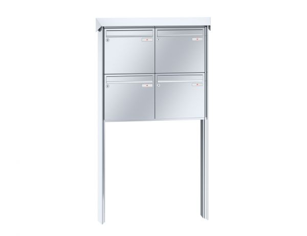 Renz Briefkastenanlage Prisma 4-teilig 370x330x145 mm Edelstahl