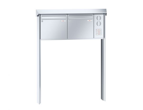 Renz Briefkastenanlage Prisma 2-teilig 370x330x145 mm Edelstahl mit Inst.-Kasten rechts