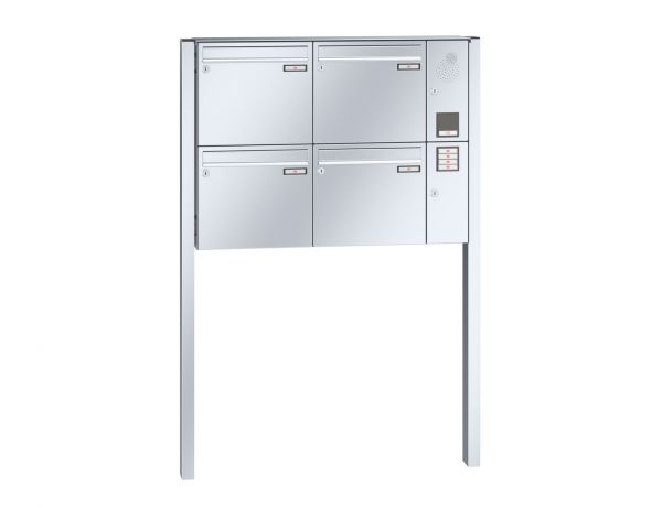 Renz Briefkastenanlage Basic (B) 4-teilig 370x330x145 mm Edelstahl mit Inst.-Kasten rechts