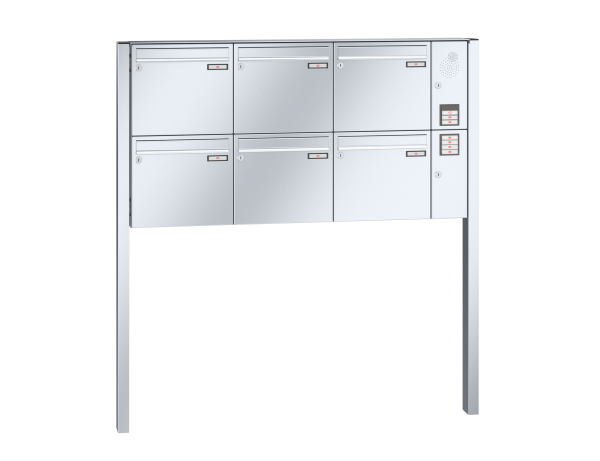 Renz Briefkasten Edelstahl Basic (B) freistehend mit Installationskasten | 10-0-25075 | 6 teilig