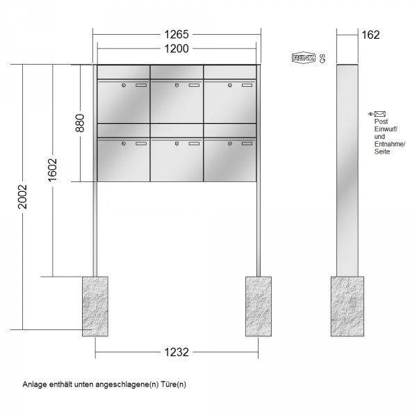 Renz Plan freistehend | 60-0-60380 | 6-teilig 400x440x160 Edelstahl