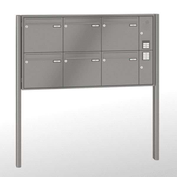 Renz Briefkastenanlage Quadra 6-teilig 370x330x100 mm lackiert mit Inst.-Kasten rechts