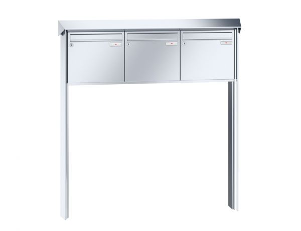 Renz Briefkastenanlage Prisma 3-teilig 370x330x145 mm Edelstahl