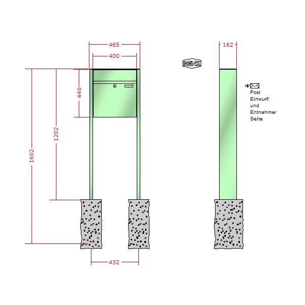 Renz Plan freistehend | 60-0-60054 | 1-teilig 400x440x160 lackiert