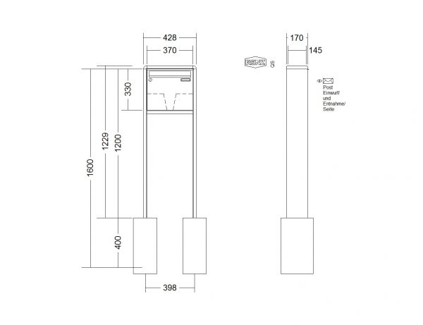 Renz Briefkastenanlage RS 2000 1-teilig 370x330x145 mm lackiert