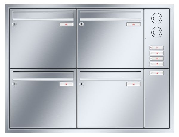 Renz Unterputz Eckrahmen | 10-0-35141 | 4-teilig 370x330x145 Edelstahl, IK rechts