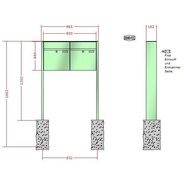Renz Plan freistehend | 60-0-60055 | 2-teilig 400x440x160 lackiert