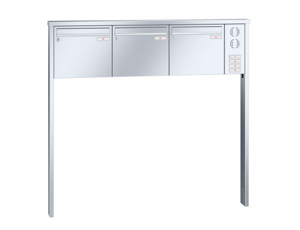 Renz Briefkastenanlage Tetro 3-teilig 370x330x100 mm Edelstahl mit Inst.-Kasten rechts