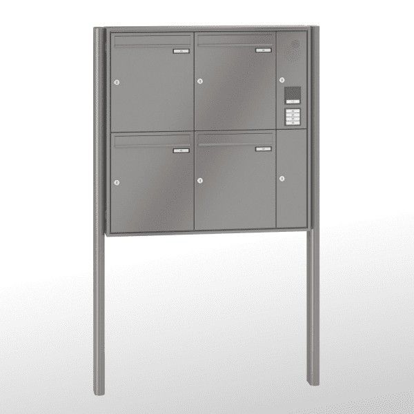 Renz Briefkastenanlage Quadra 4-teilig 370x440x145 mm lackiert mit Inst.-Kasten rechts