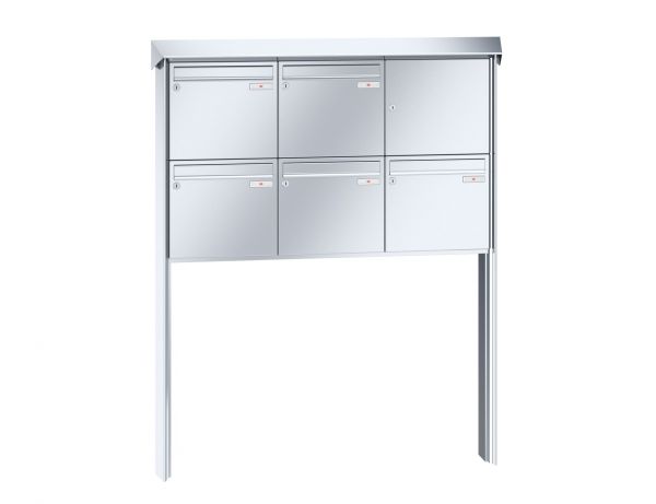 Renz Briefkastenanlage Prisma 5-teilig 370x330x145 mm Edelstahl