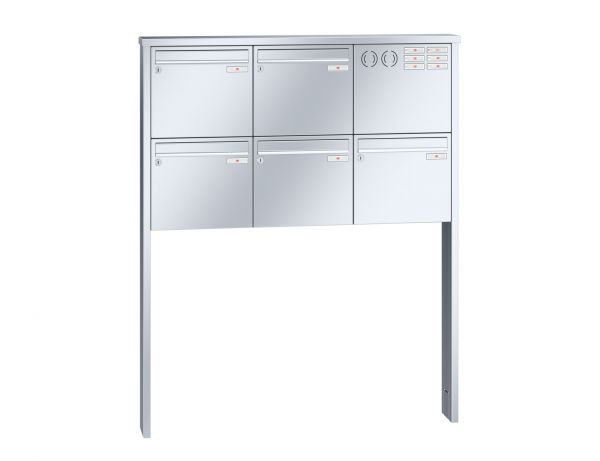 Renz Briefkastenanlage Tetro 5-teilig 370x330x145 mm Edelstahl mit Inst.-Kasten rechts