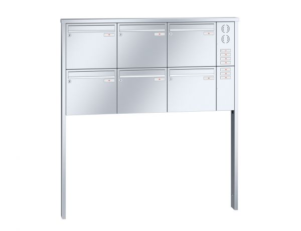 Renz Briefkastenanlage Tetro 6-teilig 370x330x100 mm Edelstahl mit Inst.-Kasten rechts