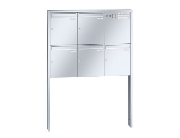 Renz Briefkastenanlage Tetro 5-teilig 370x440x145 mm Edelstahl mit Inst.-Kasten rechts
